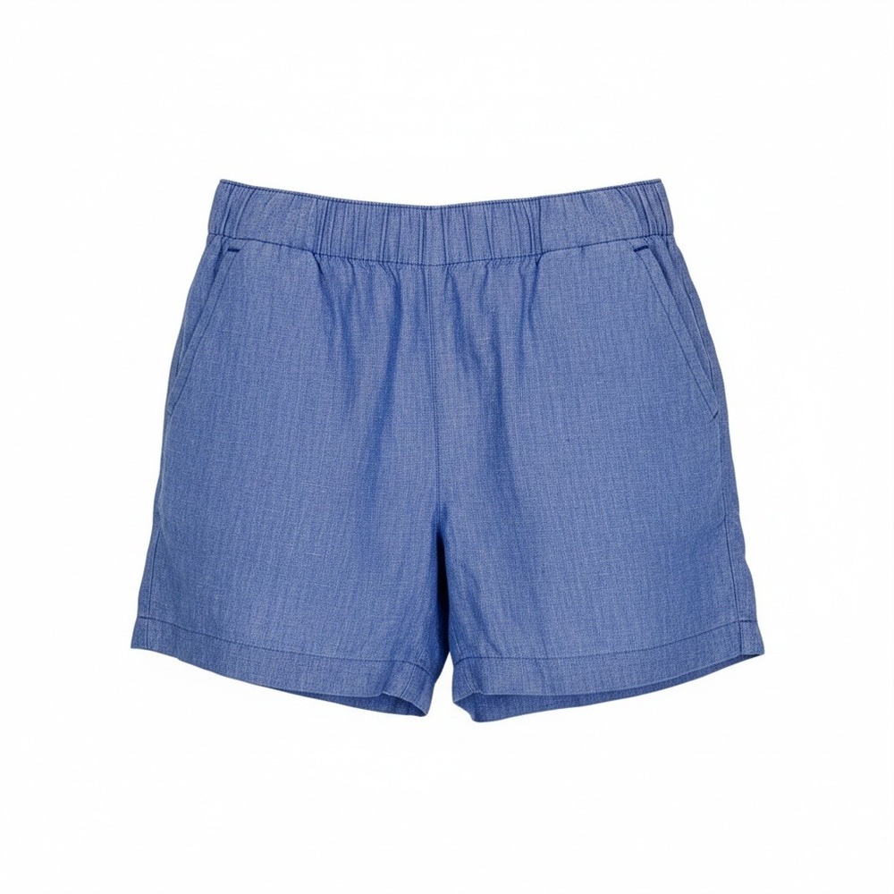 Lilly Pulitzer Linen Shorts L Blue Elastic Waist Coastal Resort Summer Beach